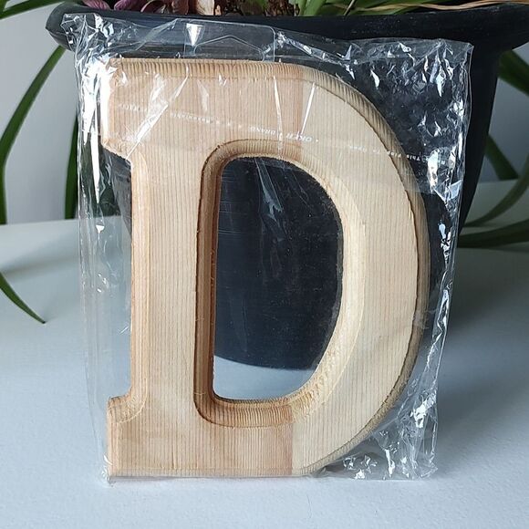Natural Unfinished Wood Beveled 6" Tall Letter D - Picture 2 of 4